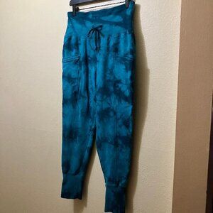 All In Motion Women's Blue Tie Dye Wide Waistband Super Soft Jogger Pants Size S